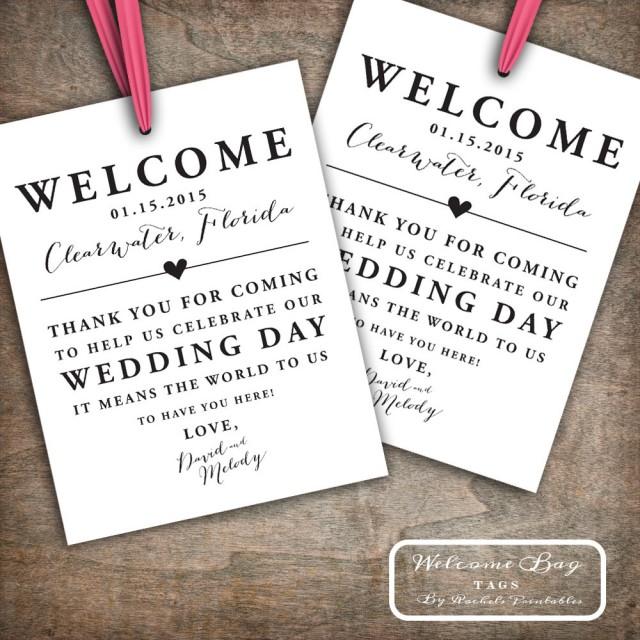 Custom Printable Wedding Welcome Bag Tags, Labels, Hotel Welcome Bags