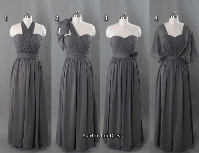 dark grey bridesmaid dresses long