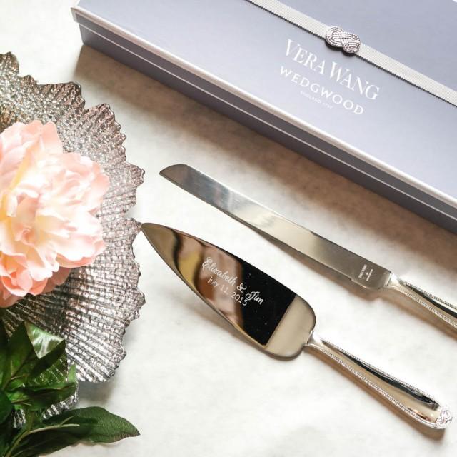 Wedgwood Vera Wang Infinity Cake Knife And Server Set Custom Engraved