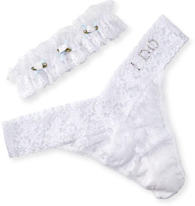 Hanky Panky I Do Two-Piece Thong/Garter Set, White #2432153 - Weddbook