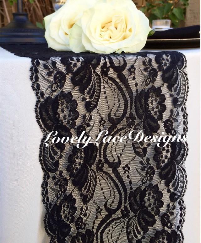WEDDING DECOR/Black Lace Table Runner/7" Wide X12ft20ft Long/Wedding