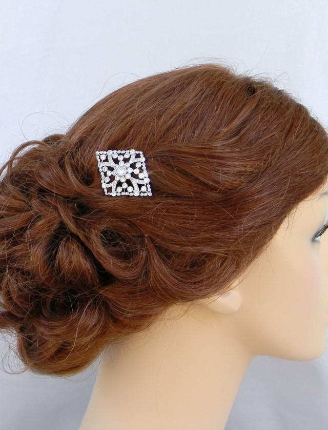 Bridal Hair Comb, Swarovski Hair Clip, Rose Gold, Bridal Hair