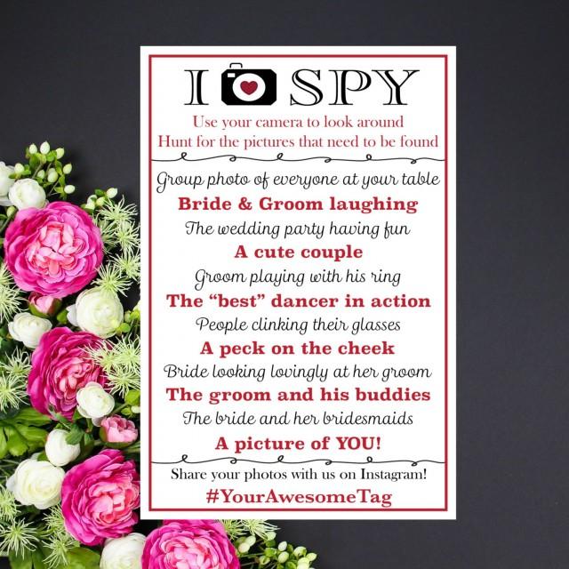 I Spy Wedding Game CUSTOM PRINTABLE With Your Hashtag & Colors, Photo