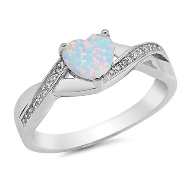 Oxford Diamond Co Sterling Silver Pear Shape Lab Created White Opal Rope Design Ring Sizes 4-10