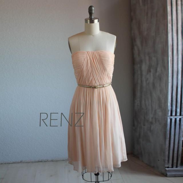 2015 Peach Bridesmaid Dress Blush Chiffon Dress A Line Party Dress Formal Dress Sweetheart 4394