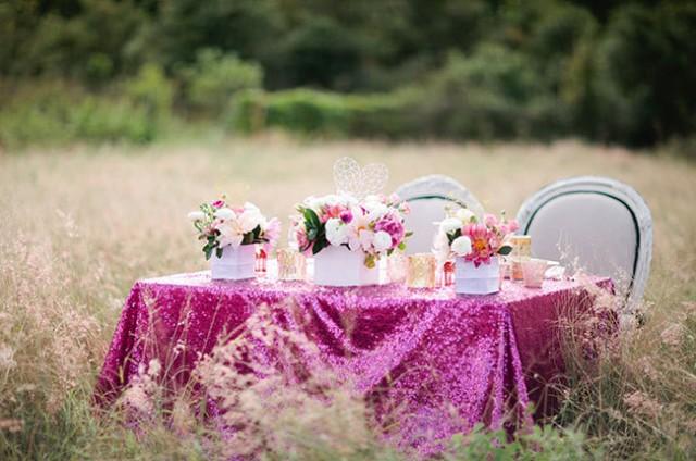 Choose Your Size Hot Pink Fuchsia Sequin Tablecloth For Your