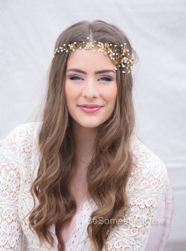 Wedding Hair Vine Brass Flower And Leaf Bridal Headpiece Wedding