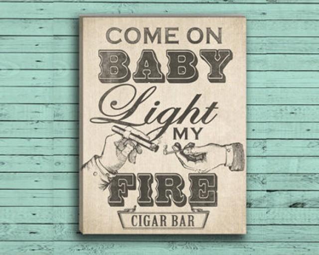 Custom Cigar Bar Sign As A Print Or On Canvas. Customize Colors For