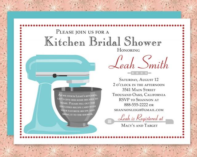Custom Kitchen Bridal Shower Invitation & Recipe Card Digital Download