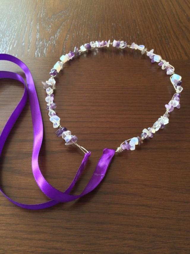 Bohemian Wedding Crown Crystal Crown Amethyst Crown Crystal Tiara Rainbow Crown Festival