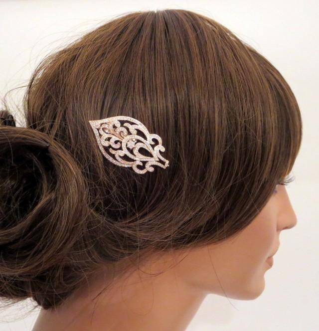 Wedding Hair Comb, Rose Gold Bridal Hair Clip, Rose Gold Bridal Hair