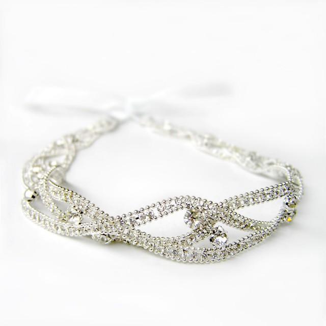 Rhinestone Crown Headband 1920s Rhinestone Hair Band Bridal Crown
