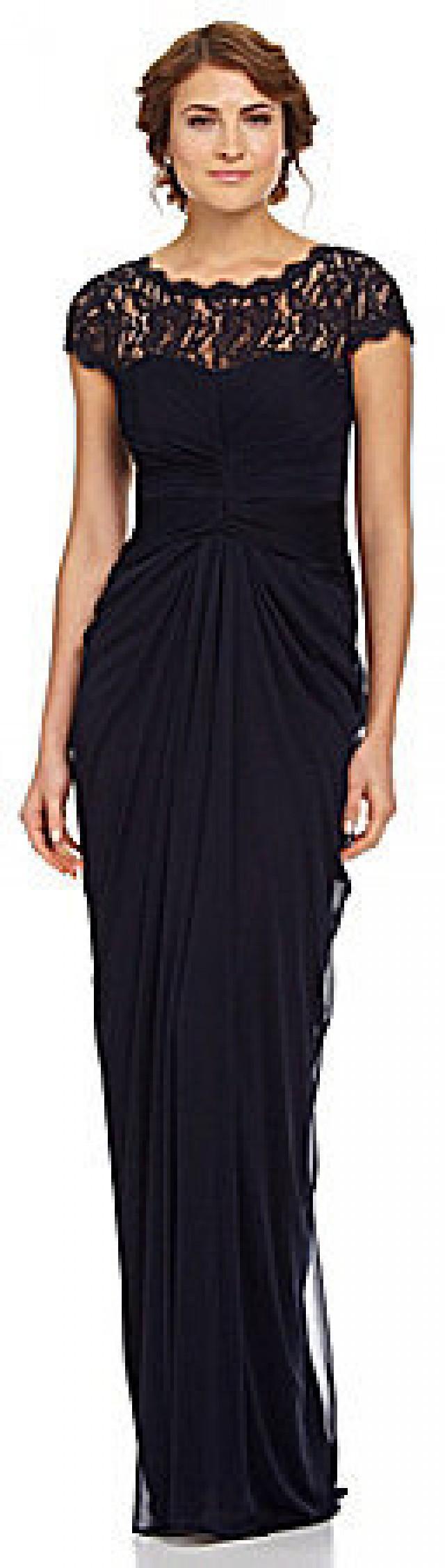 Adrianna Papell Draped Illusion Lace Neckline Gown 2436402 Weddbook