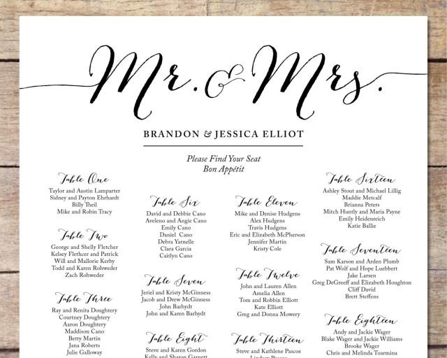 Simple Wedding Seating Chart, Romantic Wedding, Customizable Seating