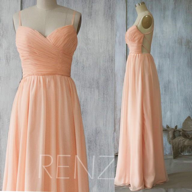 peach maxi bridesmaid dress