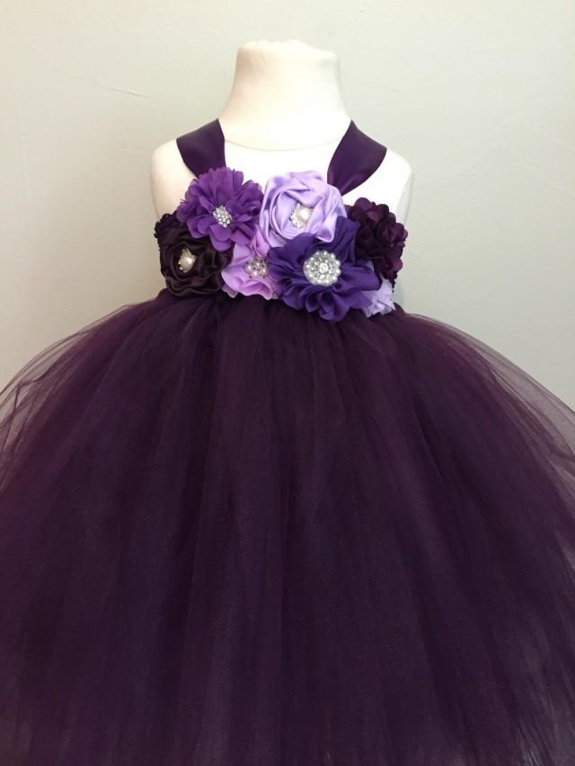 Plum Purple Lavender Girls Tulle Dress Plum Flower Girl Dress