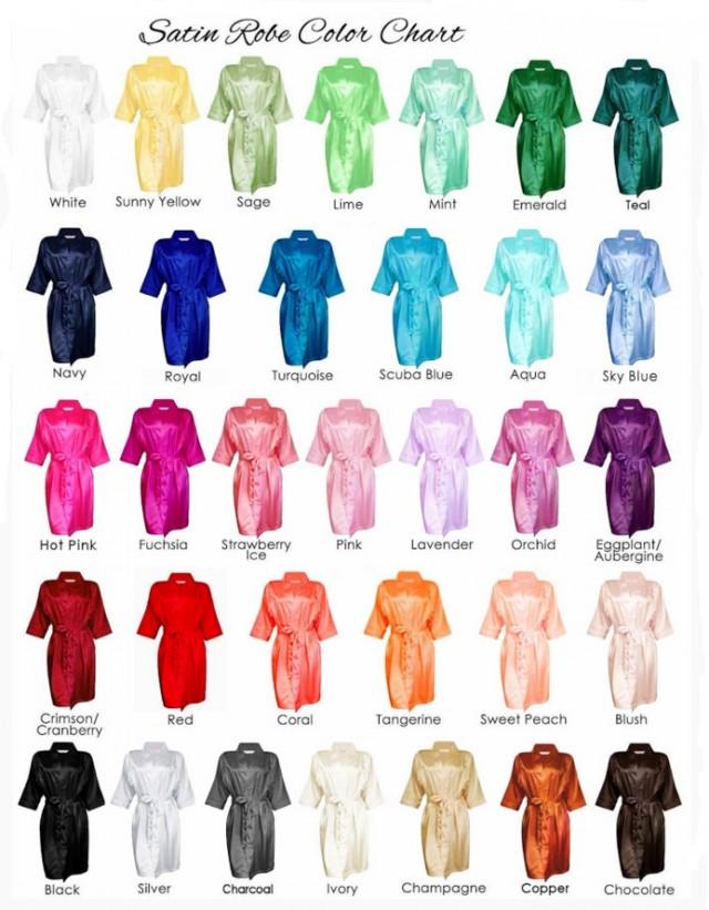 30+ Colors Satin Robe, Monogrammed Bridal Robe, Personalized Robe