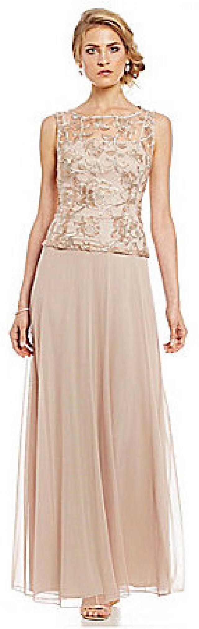 alex evenings embroidered illusion gown