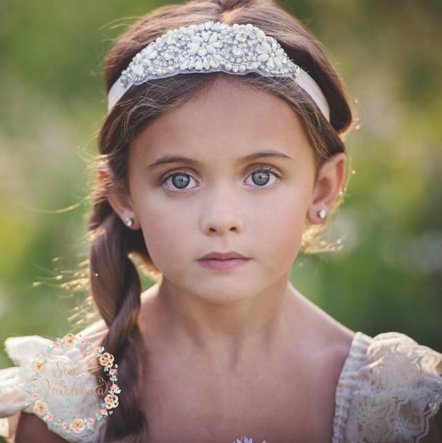 Flower Girl Headband, Rhinestone Headband, Bridal Headband, Crystal