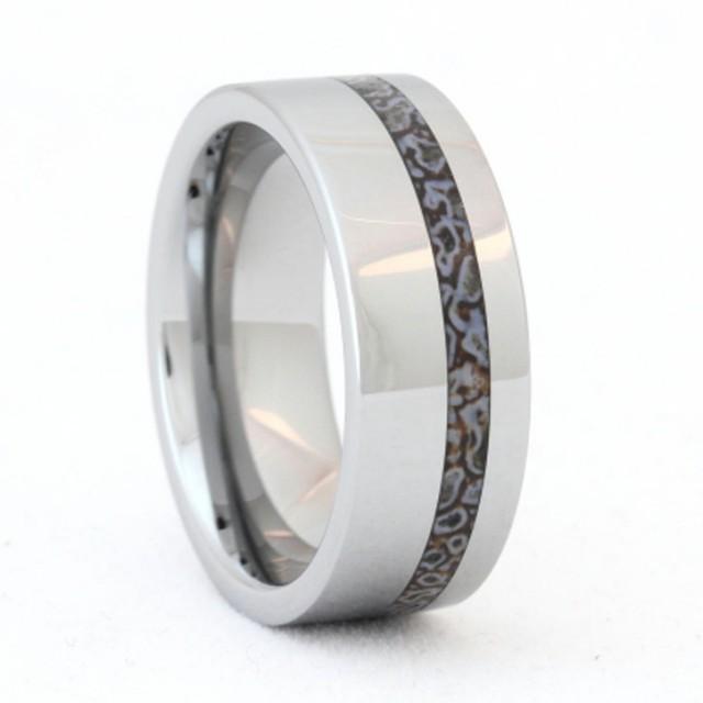 Tungsten Ring, Dinosaur Bone Ring, Unique Mens Wedding Band 2439677