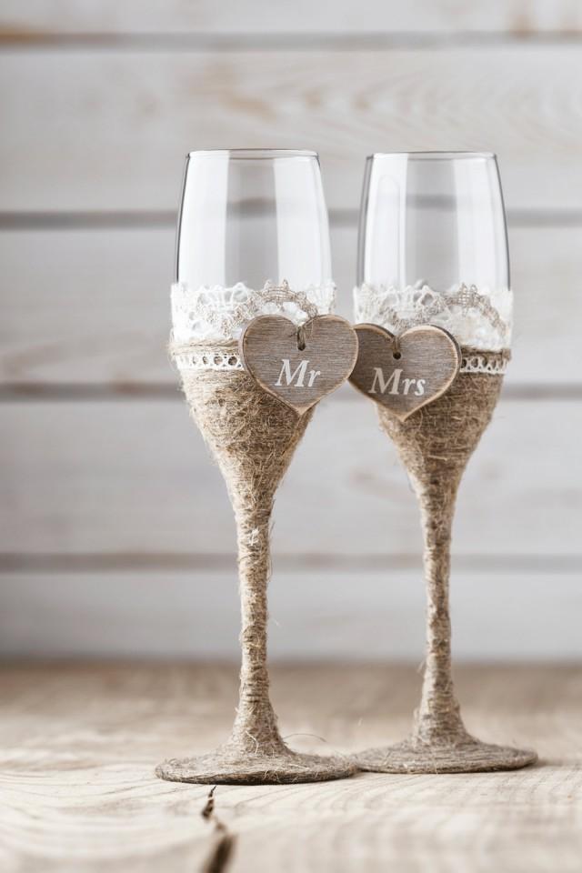Wedding Toasting Glasses Rustic Toasting Flutes Wedding Champagne