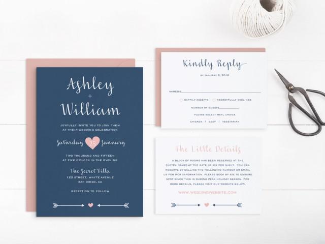 Printable Wedding Invitation Suite Template Editable Text And Artwork Colour Instant Download 