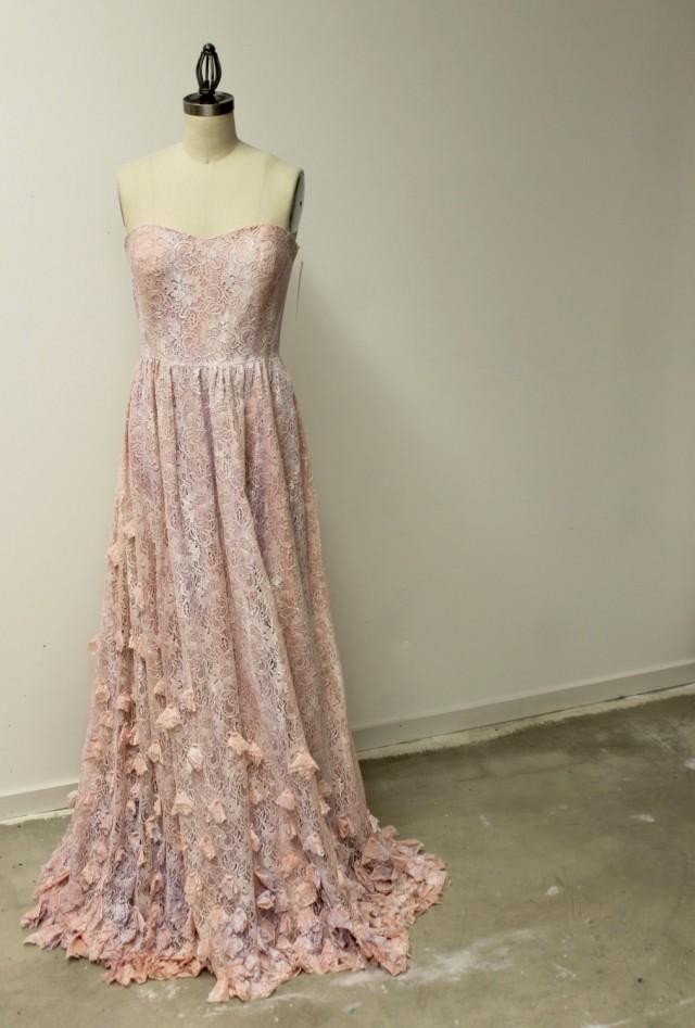 Boho Princess Wedding Dress Pink Lace Bohemian Bridal