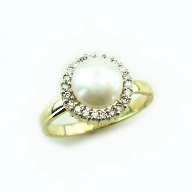 Pearl Engagement Ring, 14K Pearl Ring, June BirthStone, Bridal Jewelry