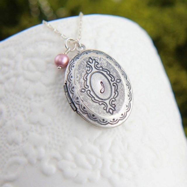 Locket Necklace, Personalized Locket, Monogram Locket Necklace, Locket