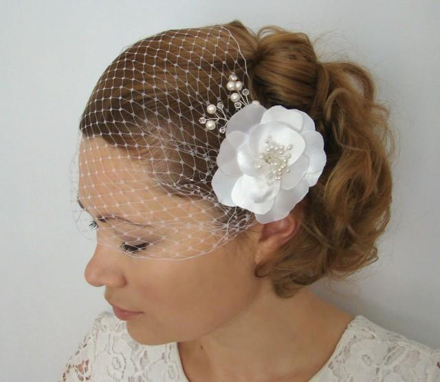 Birdcage Veil With Flowers 2 Pieces Set Bridal Veil Flower Fascinator