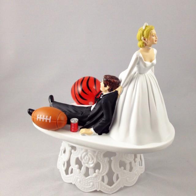 Funny Wedding Cake Topper Football Themed Cincinnati Bengals