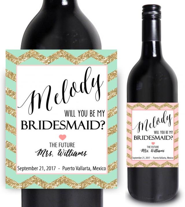 Custom Bridesmaid Proposal Gift Bridesmaid Wine Bottle Label Asking Custom Bridesmaid Proposal Gift Bridesmaid Wine Bottle Label Asking