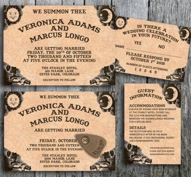 Ouija Invitation Suite For A Halloween Wedding Printable Wedding Invitation Rsvp And Guest Information Card 2441389 Weddbook