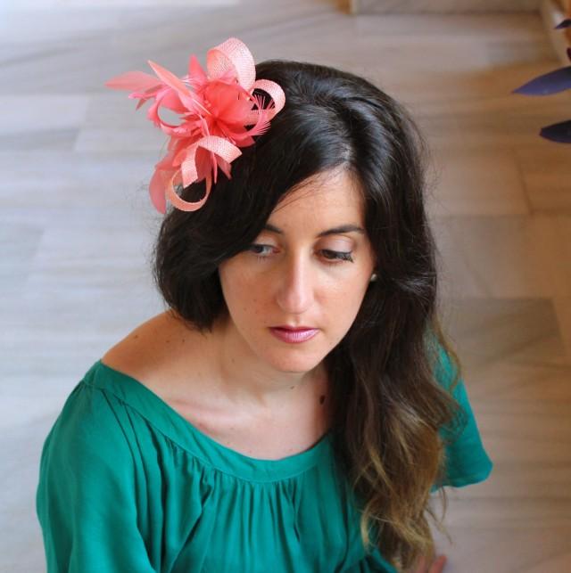 Salmon Pink Fascinator Hat,Salmon Pink Headpiece,Salmon Pink Headdress