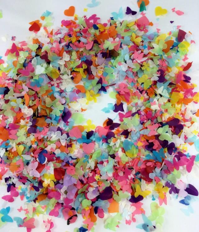 Rainbow Biodegradable Confetti Butterfly Heart & Flower Mix - 1 Litre