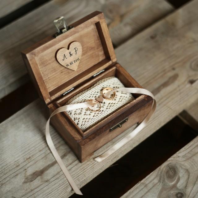 Ring holder Rustic ring box Wedding ring box Ring pillow Double place ring box Ring box, Wood ring box