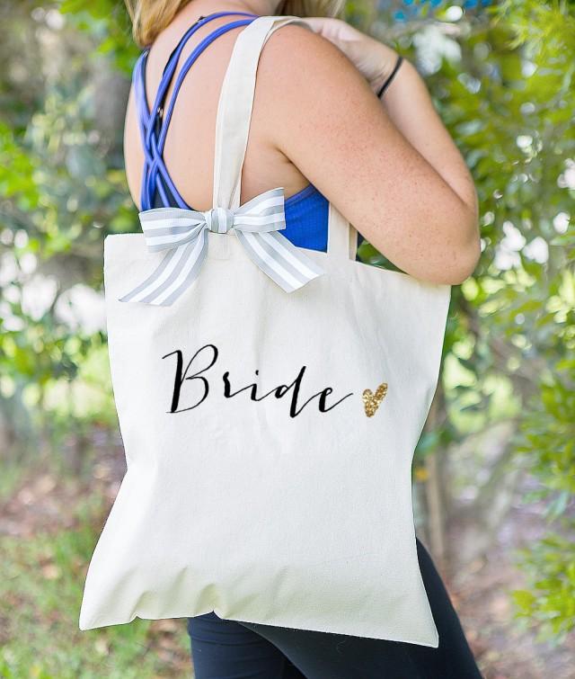 Bride Tote Bag For Bridal Shower Gift, Canvas Bag For Bride To Be