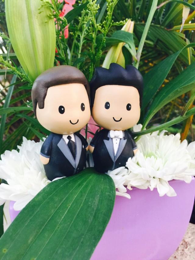 Same Sex Wedding Cake Toppers Two Grooms Male Gay Homosexual LGBT