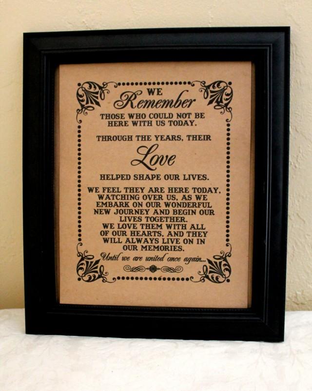 8 X 10 SIGN We Remember Those Loved Ones/ Remembrance / In Memory Of