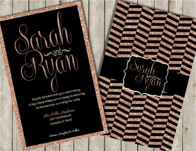 Glitter Wedding Invitations Rose Gold Glitter Invitations Black And Gold Wedding Invitations Glitter Invitations Gold Invitations 2443084 Weddbook