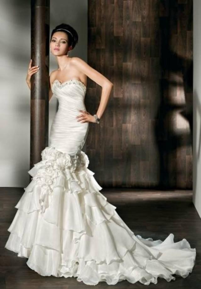 Beaded Strapless Sweetheart Neckline Mermaid Satin And Organza 2