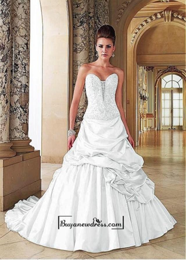 Alluring Satin Sweetheart Neckline Dropped Waistline Aline Wedding
