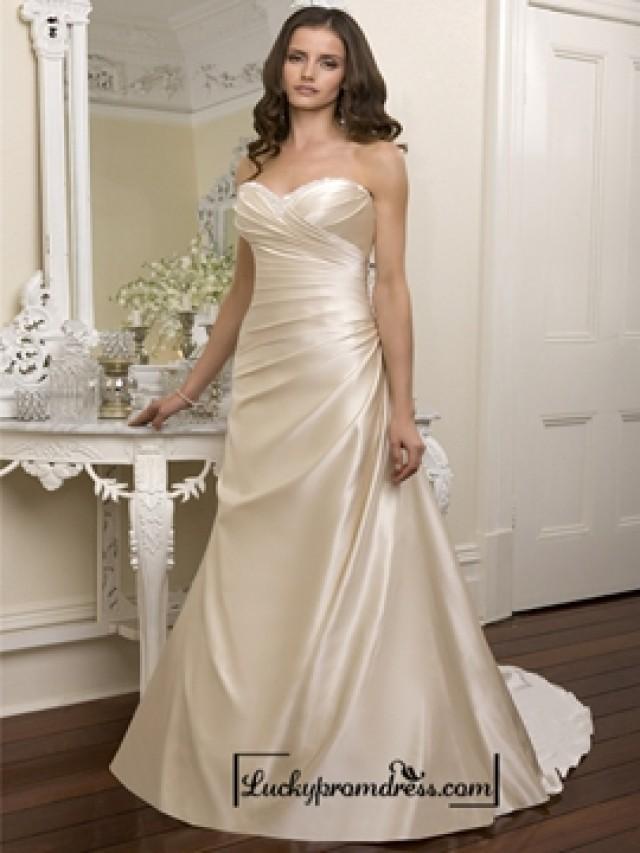 Elegant Beaded Sweetheart Cross Bodice Wedding Dresses Featured Beaded