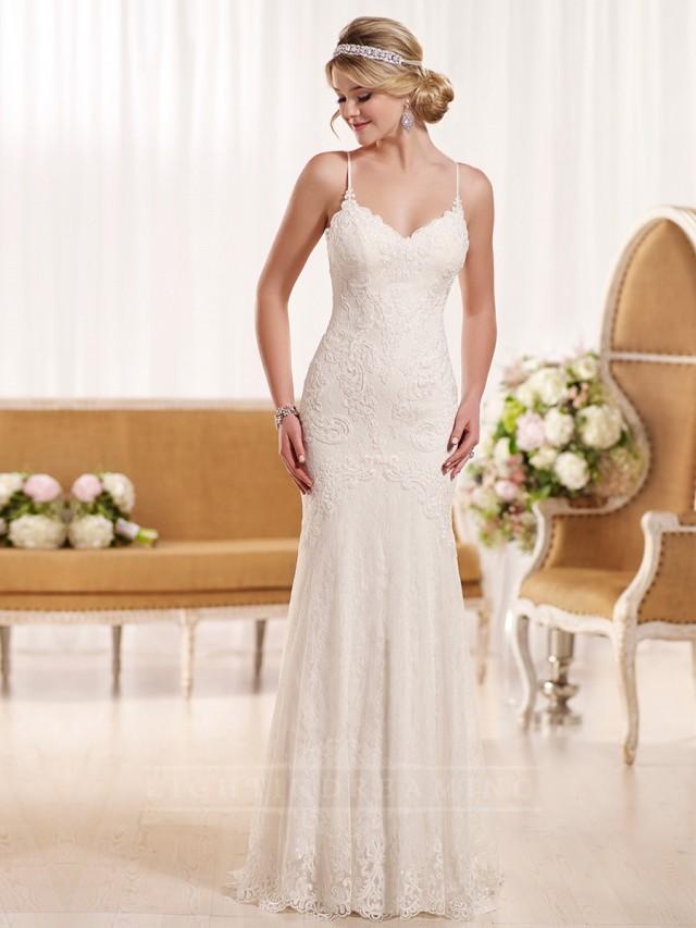 Elegant Spaghetti Straps Sheath Lace Wedding Dress 2444483 Weddbook