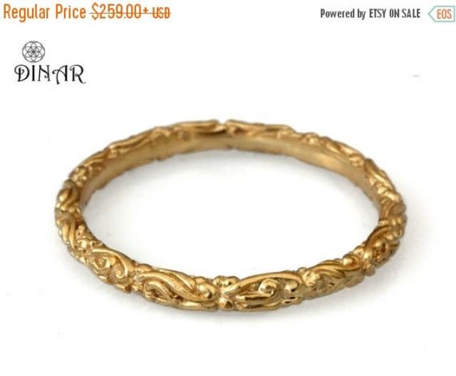 Gold Stack Ring , Scrolls ,18k Thin Wedding Band ,14k Yellow Gold