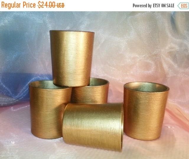 Sale 12 Gold Votive Candle Holders Weddings And Parties Glitter