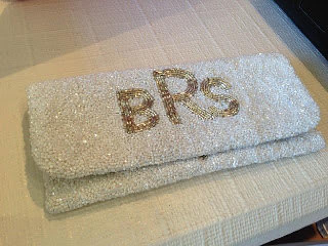 Beaded monogram clutch deals