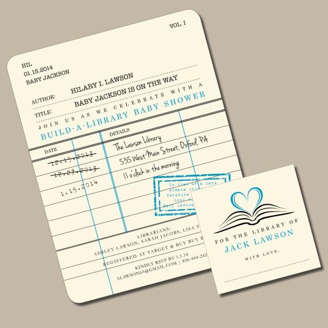 Library Card Invitation For Baby Shower With Book Plate