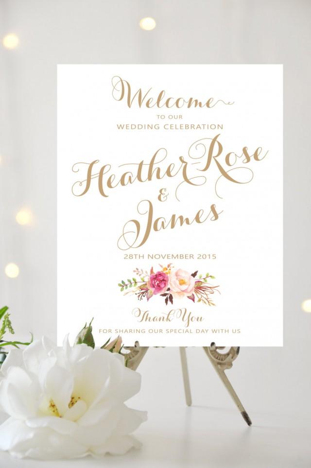 Wedding Sign Large Wedding Poster Romantic Blooms Vintage