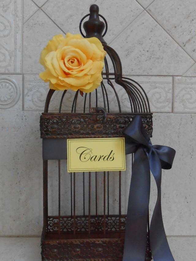 Birdcage Wedding Card Holder / Yellow And Grey Wedding / Wedding